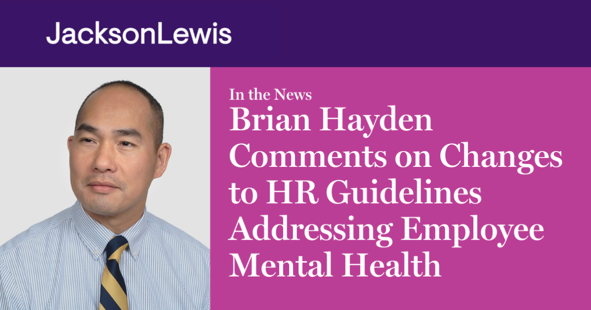 Brian Hayden Comments on Changes to HR Guidelines Addressing Employee